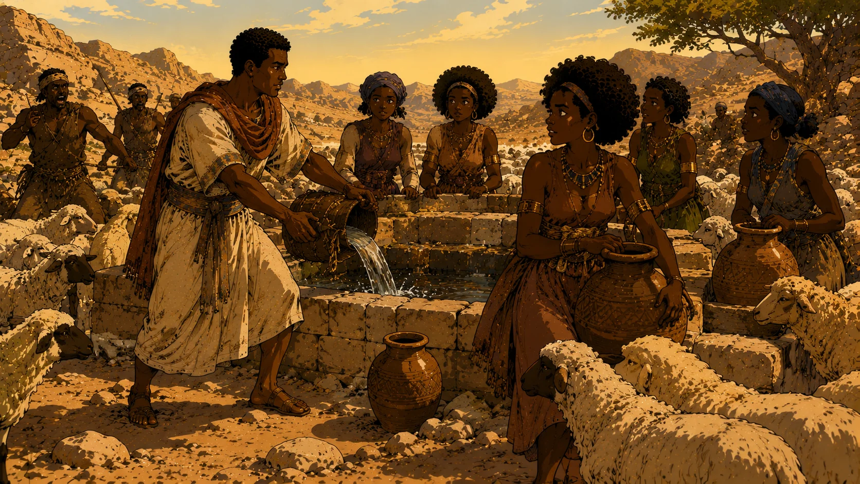 Moses at the Well — Zipporah and Her Sisters — Exodus 2:16–22